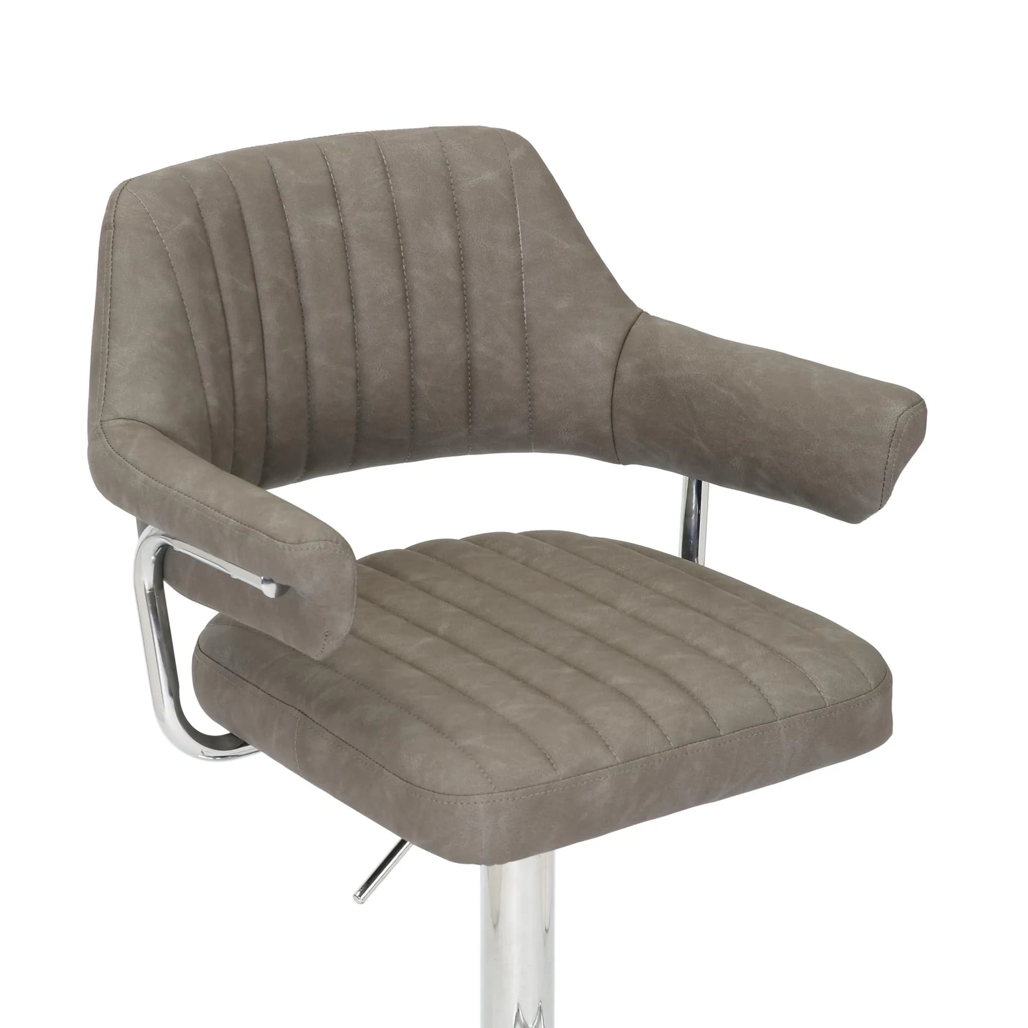 Cortez Leather Effect Charcoal Bar Stool