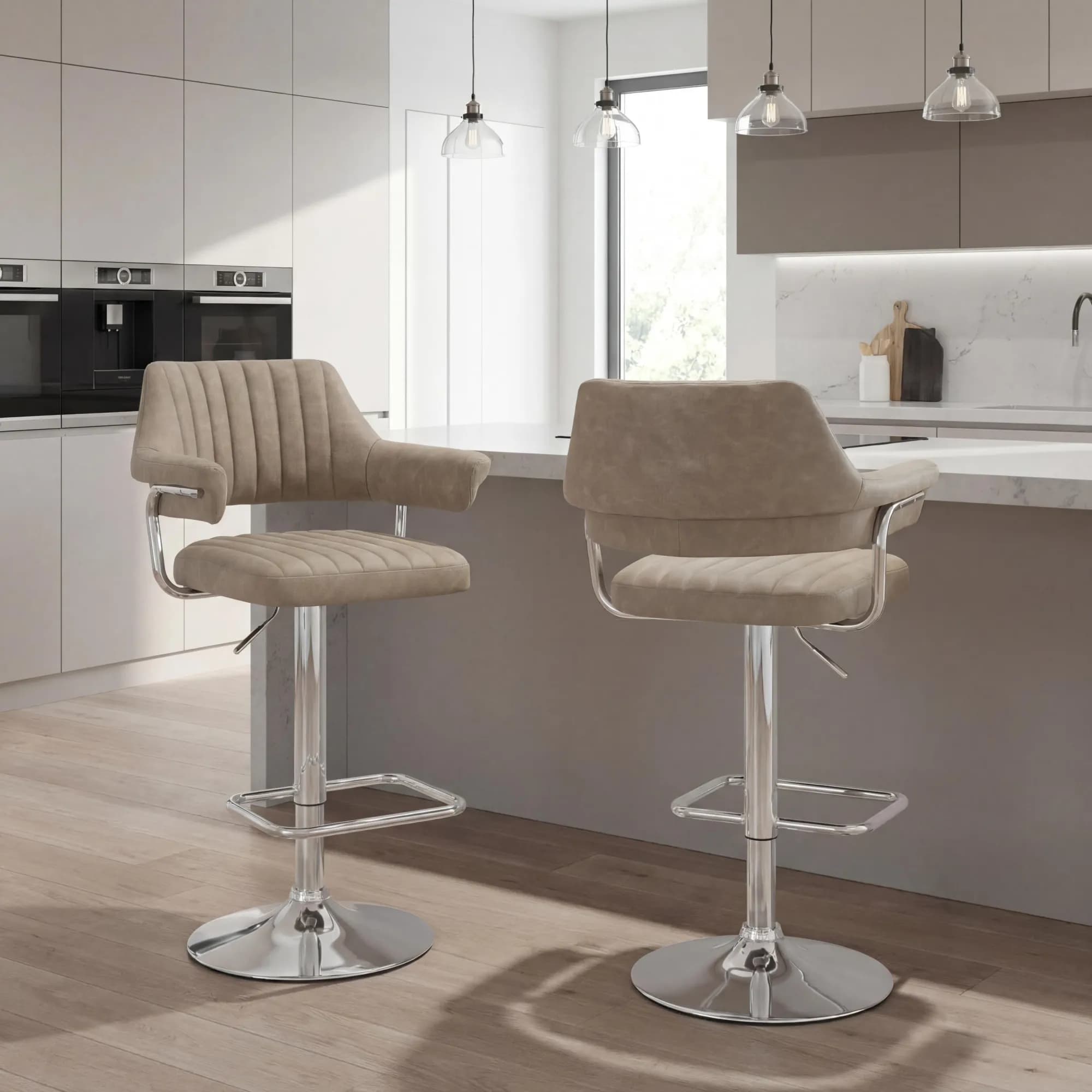 Cortez Leather Effect Mink Bar Stool