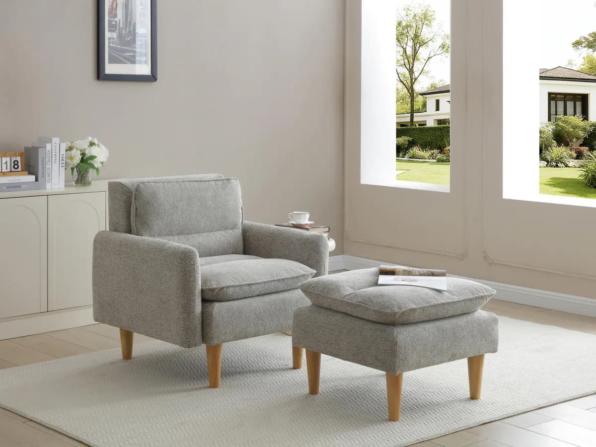 Cosy Rest Chenille Effect Natural Armchair