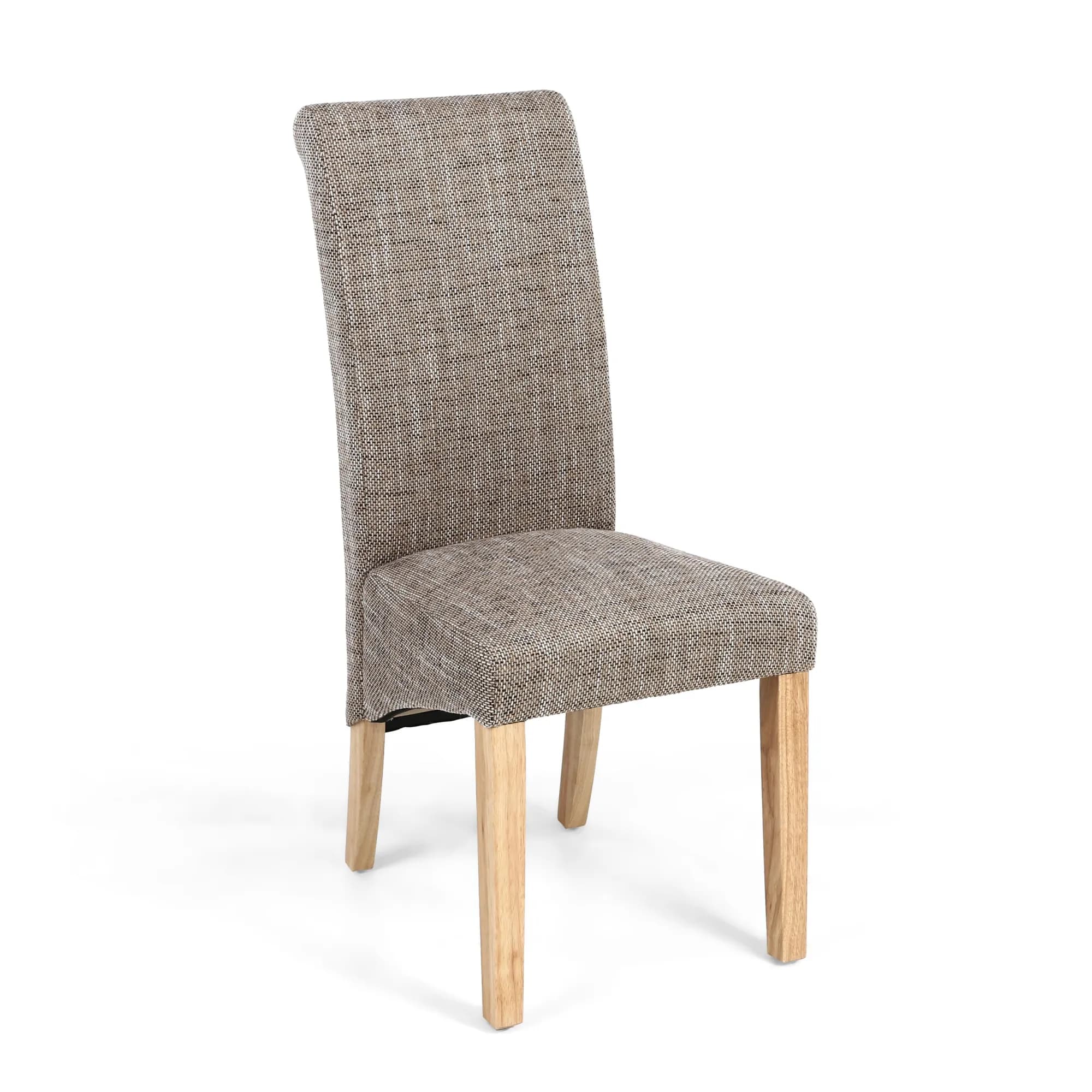 Karta Scroll Back Tweed Oatmeal Dining Chair