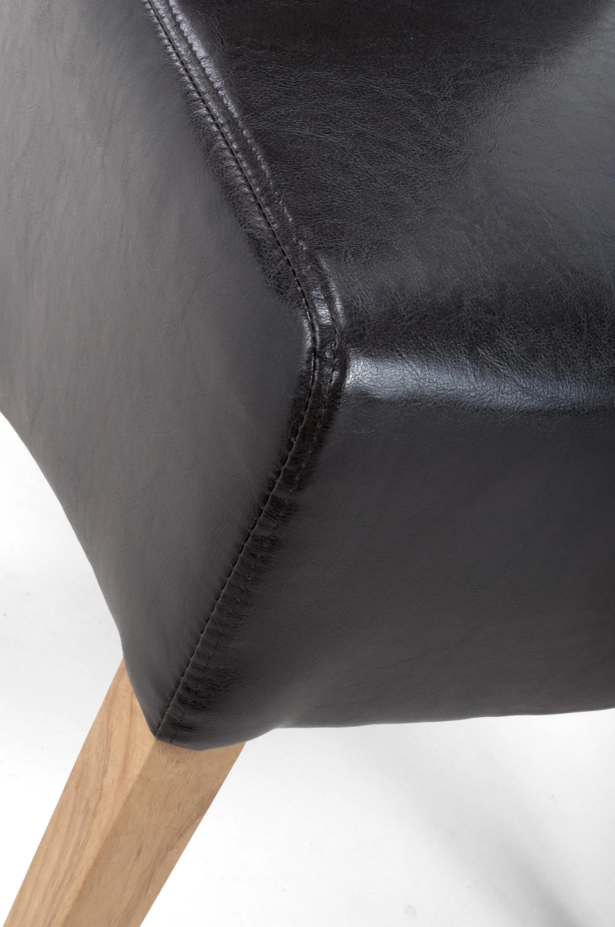 Krista Roll Back Bonded Leather Black Dining Chair