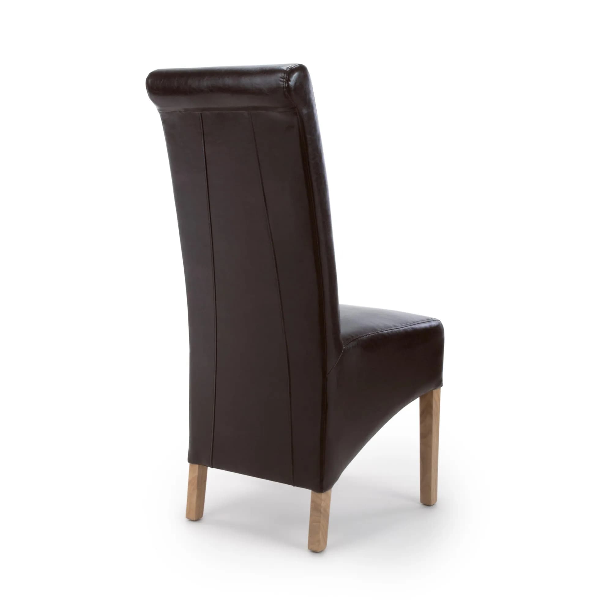 Krista Roll Back Bonded Leather Brown Dining Chair