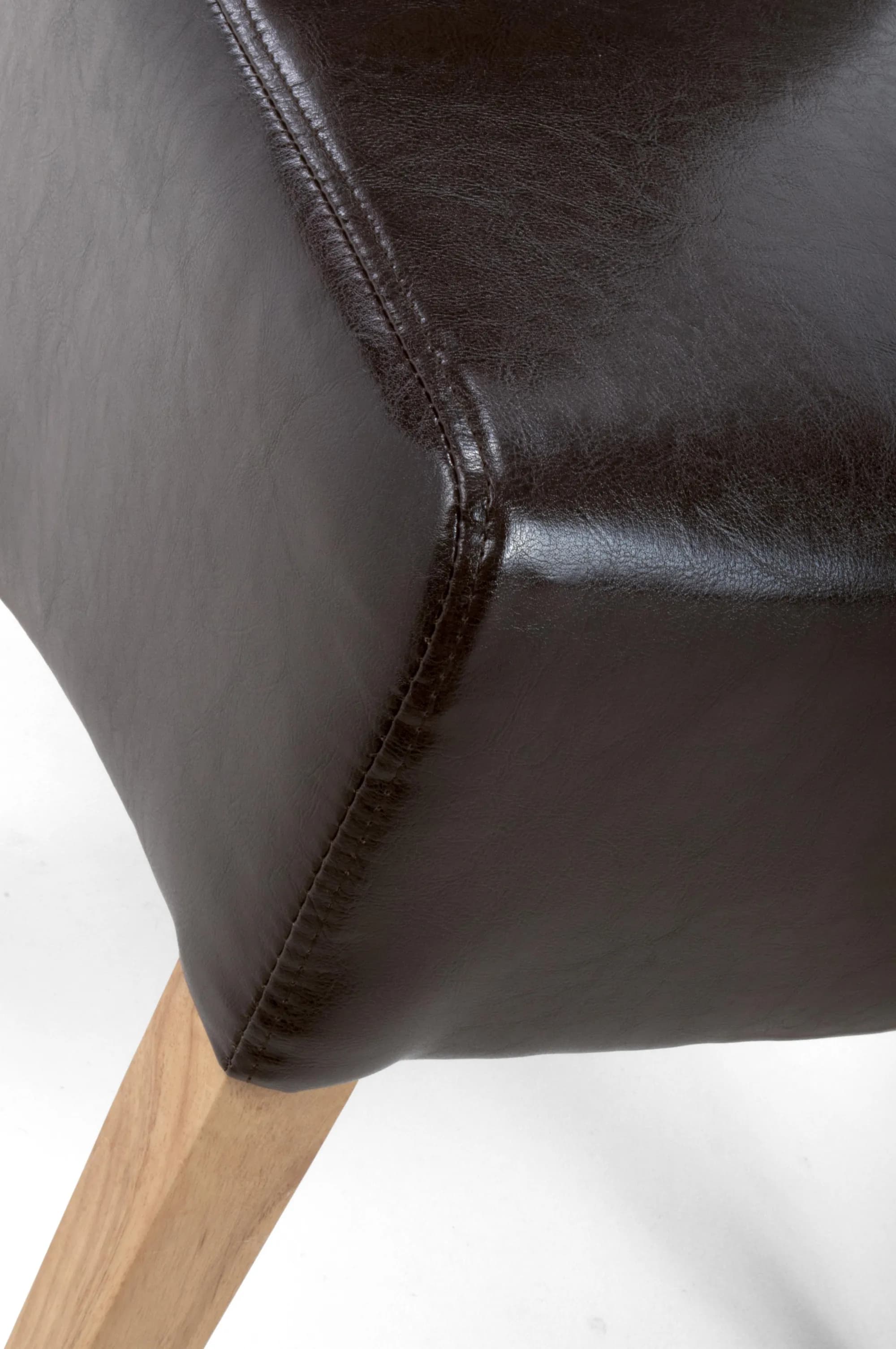 Krista Roll Back Bonded Leather Brown Dining Chair