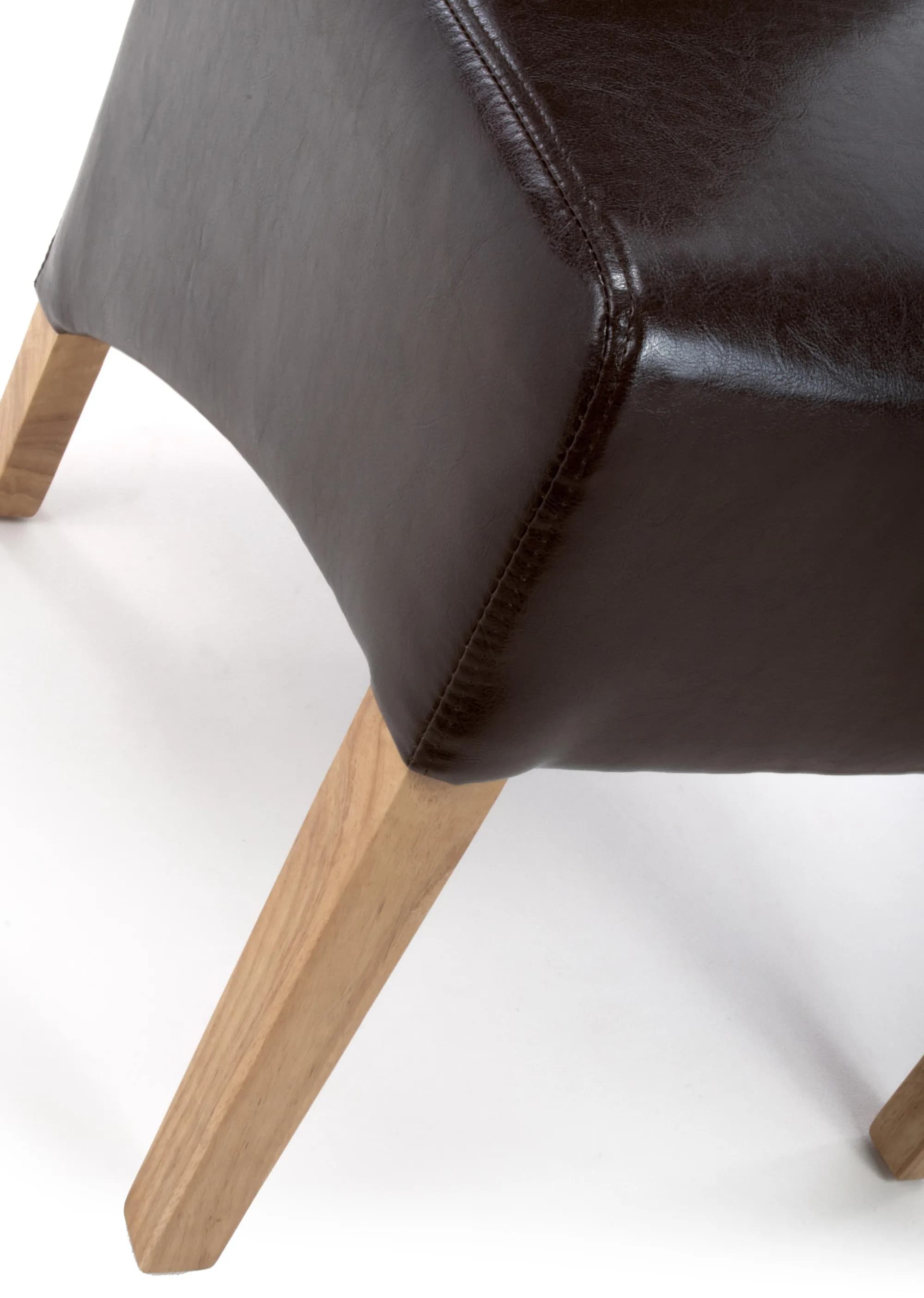 Krista Roll Back Bonded Leather Brown Dining Chair