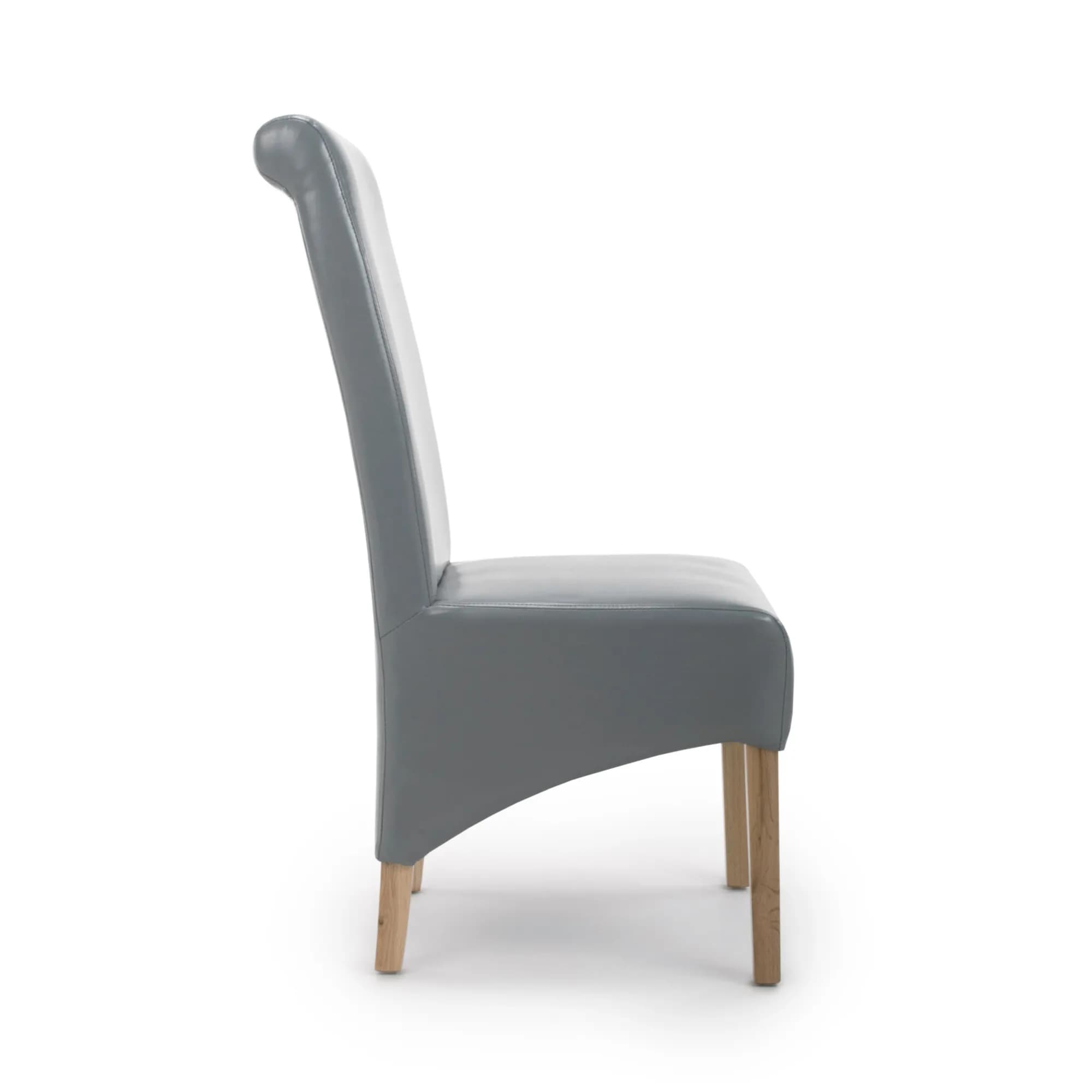 Krista Roll Back Bonded Leather Grey Dining Chair