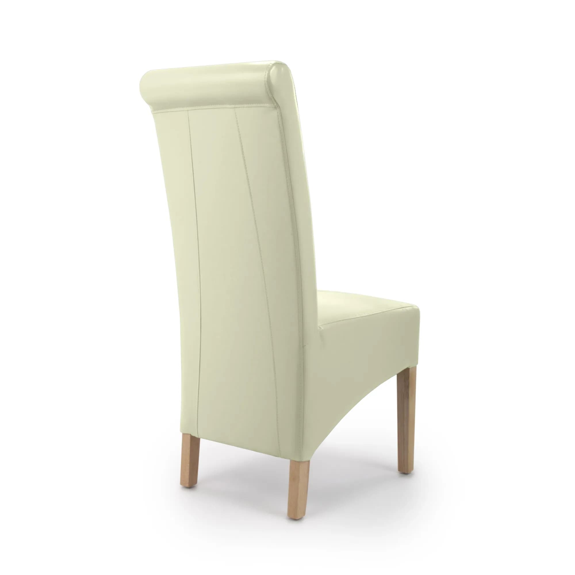 Krista Roll Back Bonded Leather Ivory Dining Chair