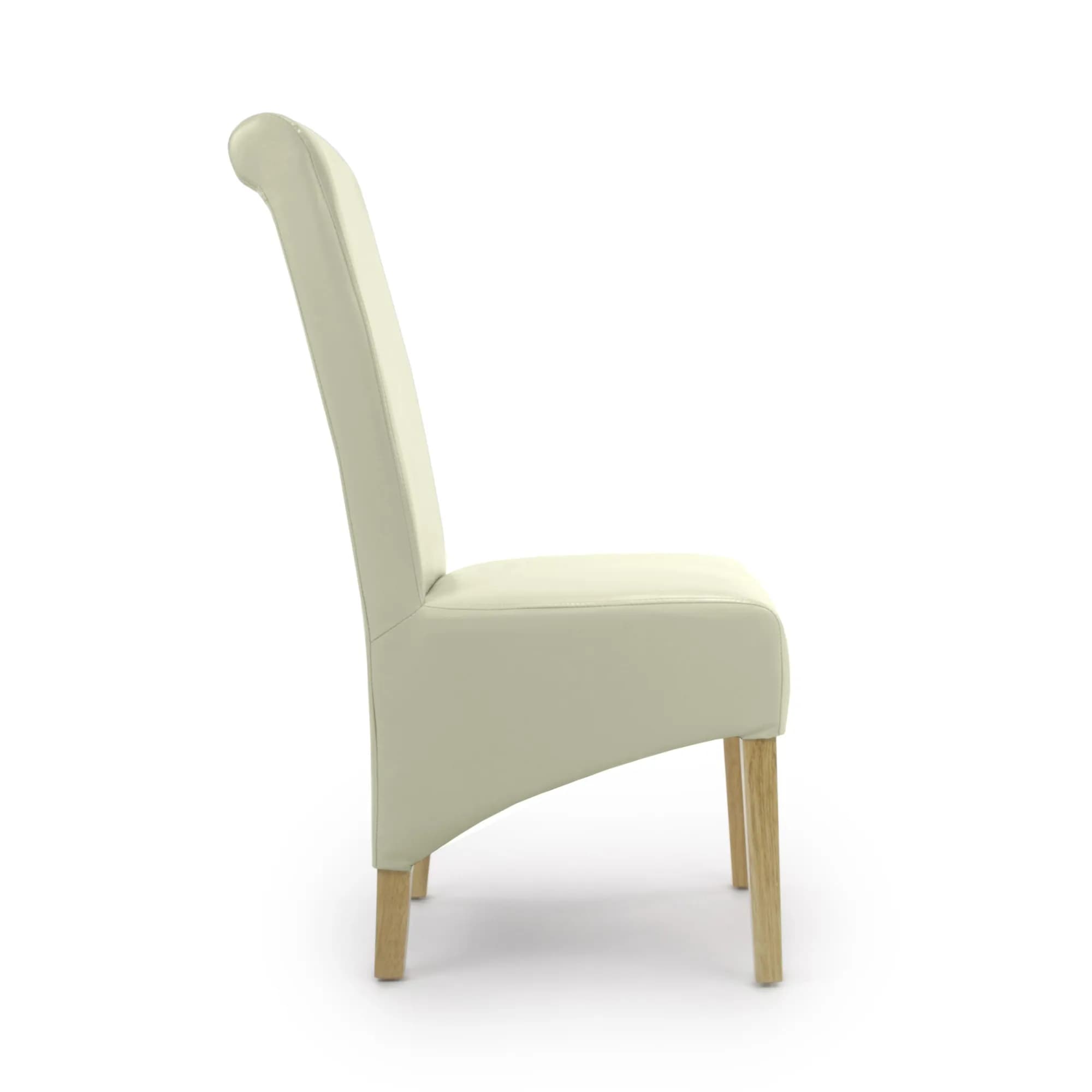 Krista Roll Back Bonded Leather Ivory Dining Chair