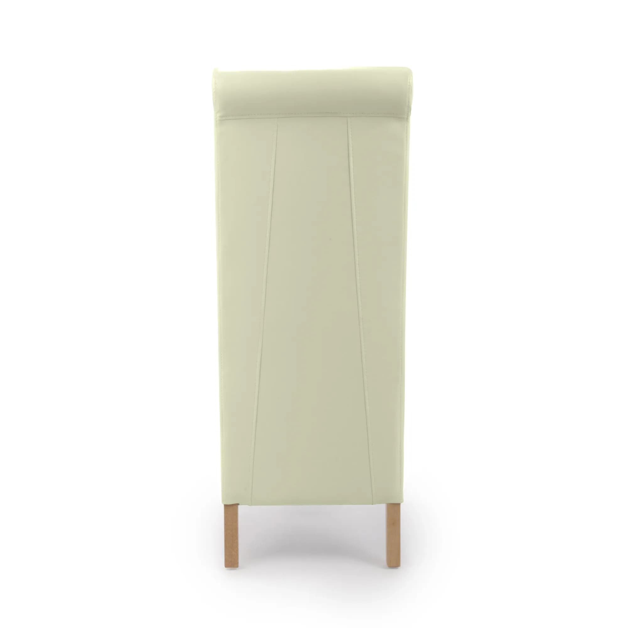 Krista Roll Back Bonded Leather Ivory Dining Chair