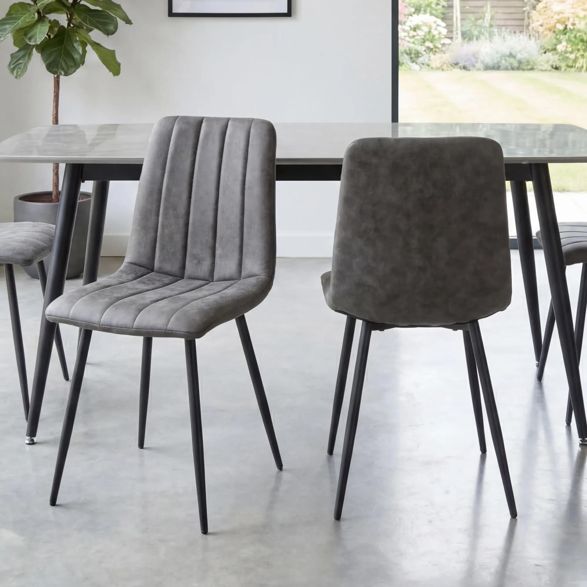Lisbon Microfibre Grey Dining Chair