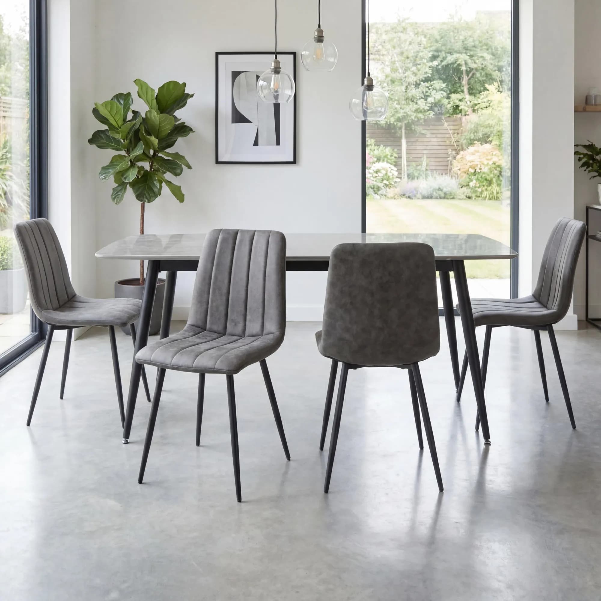 Lisbon Microfibre Grey Dining Chair