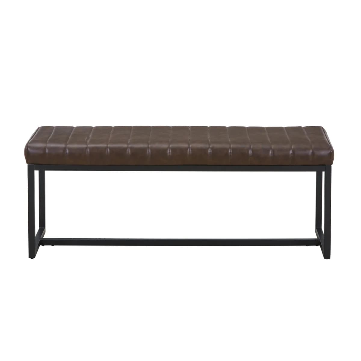 Ludlow Leather Effect Brown Bench