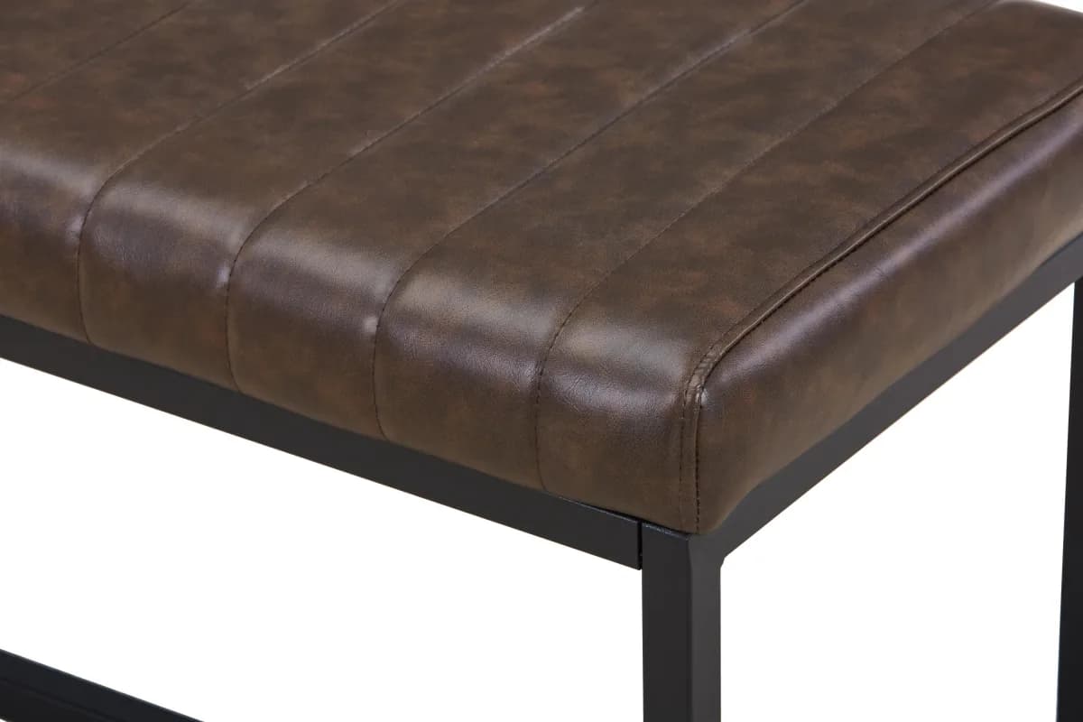 Ludlow Leather Effect Brown Bench