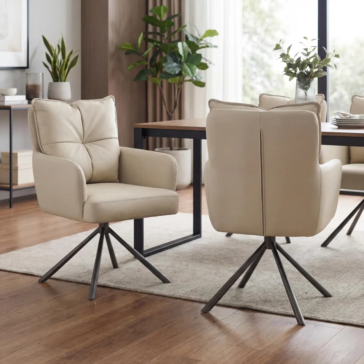 Luxe Leather Effect Taupe Dining Chair