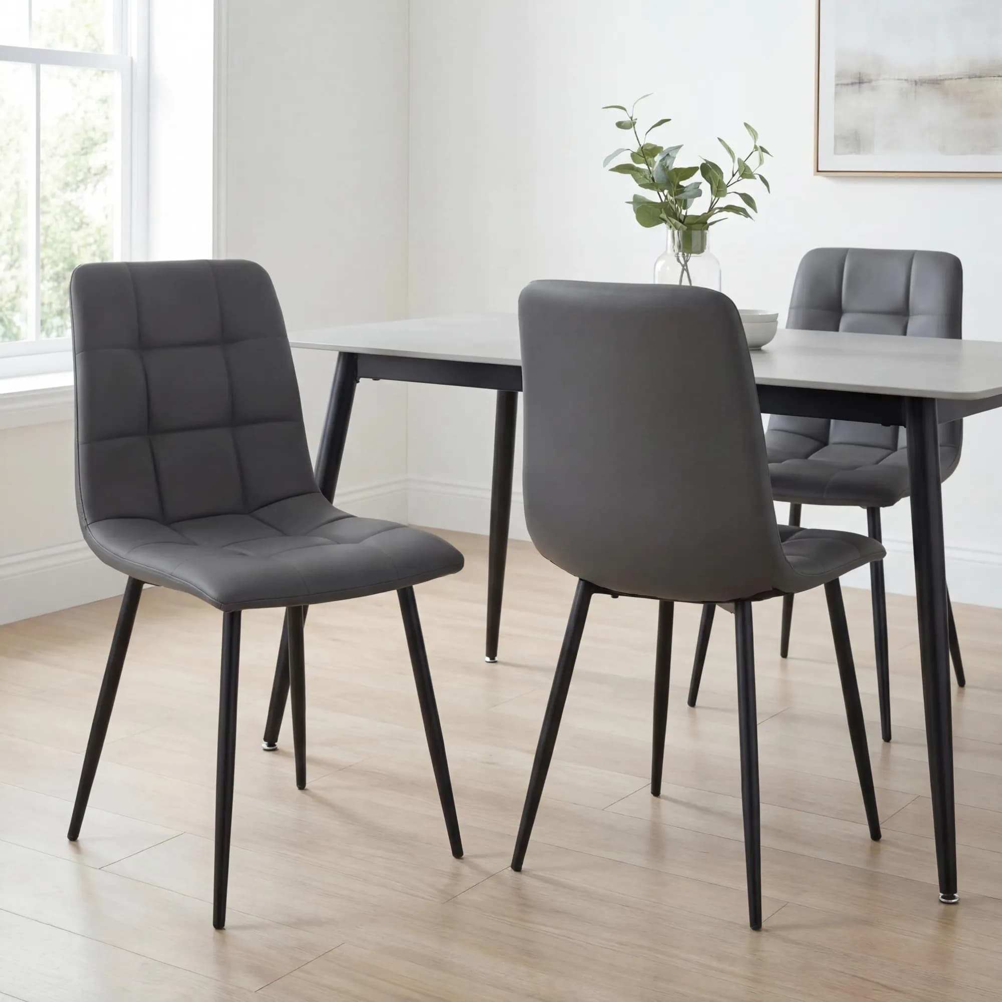 Madison Leather Effect Grey Dining Chair