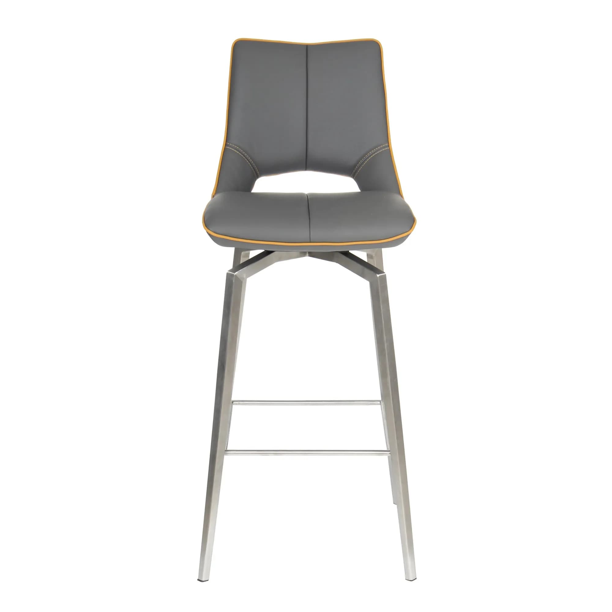 Mako Swivel Leather Effect Graphite Grey Bar Chair