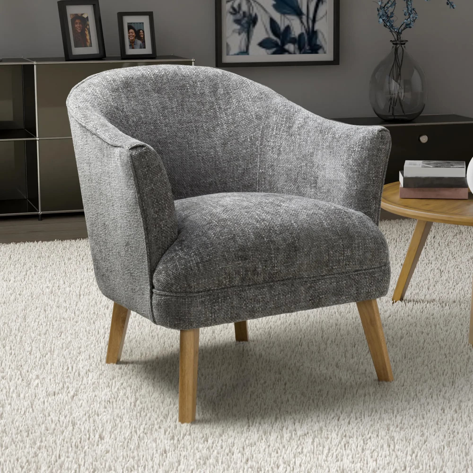 Mallory Flax Effect Grey Armchair