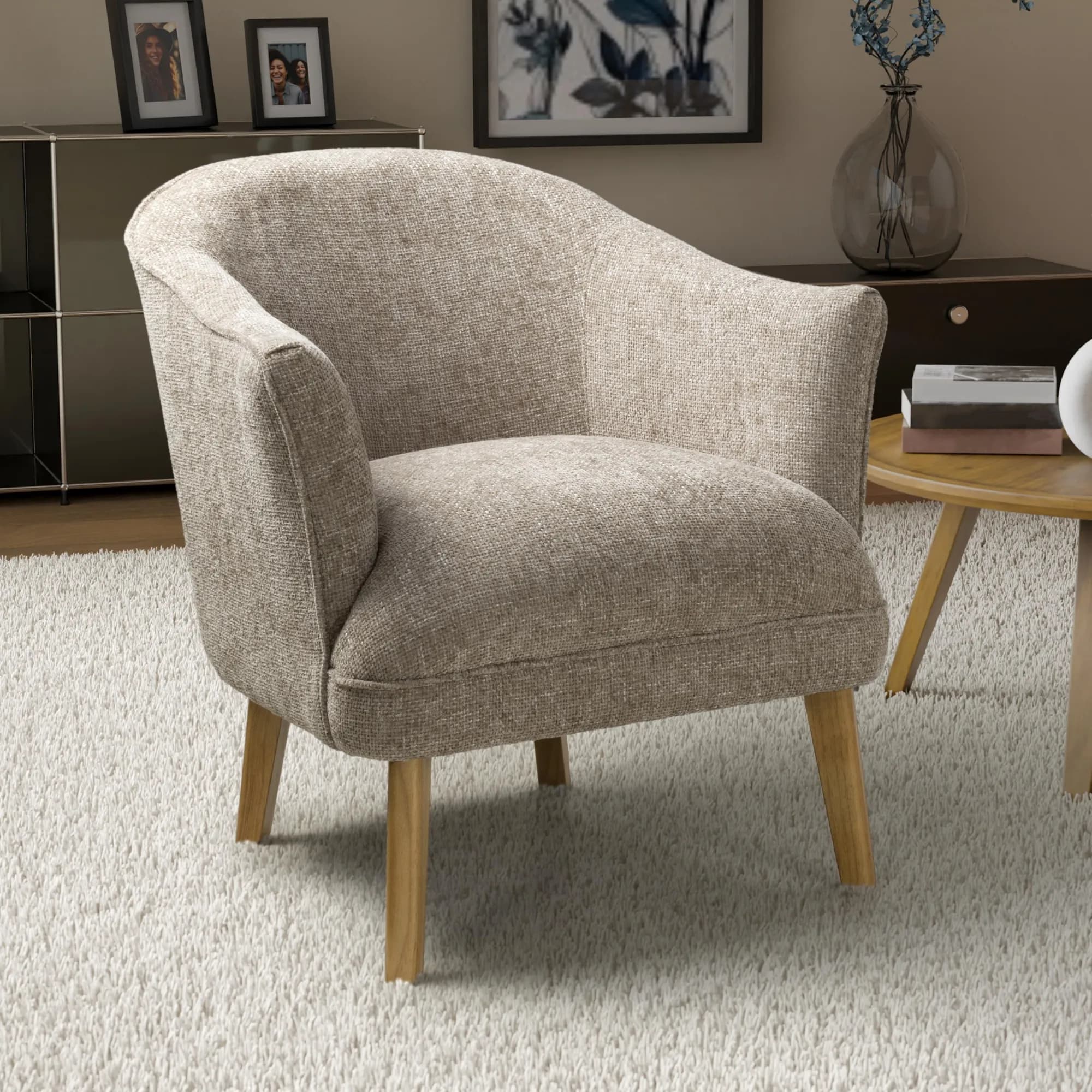 Mallory Flax Effect Natural Armchair