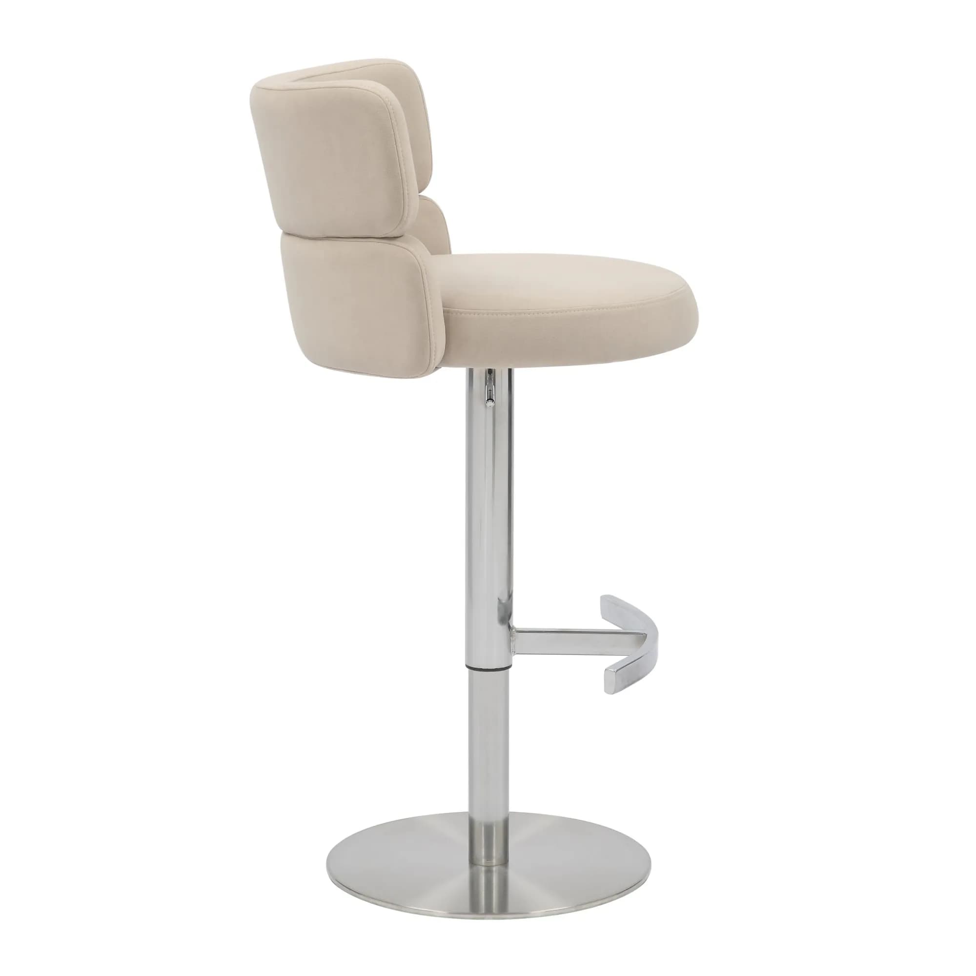 Mason Brushed Velvet Cream/Brushed Steel Bar Stool