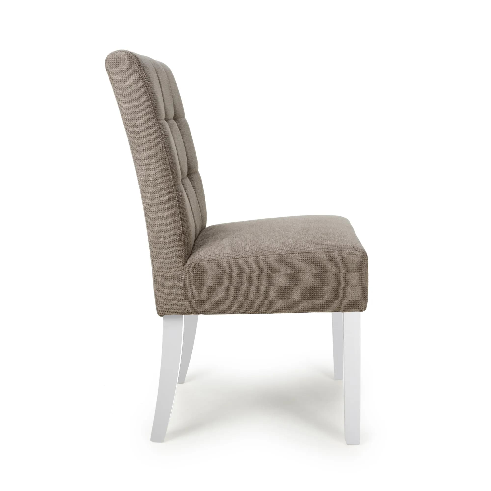 Moseley Flax Effect Light Brown Dining Chair in White Legs