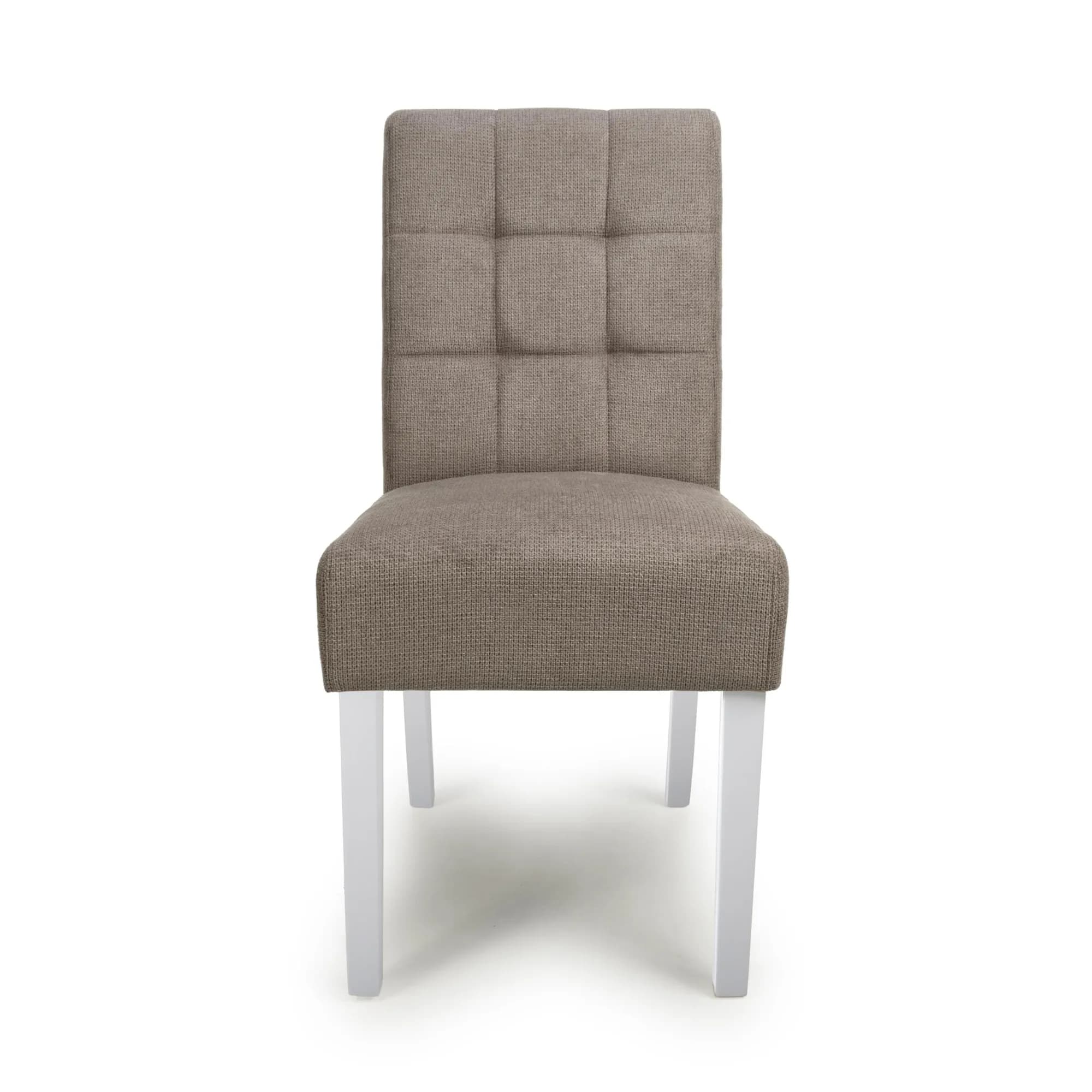 Moseley Flax Effect Light Brown Dining Chair in White Legs