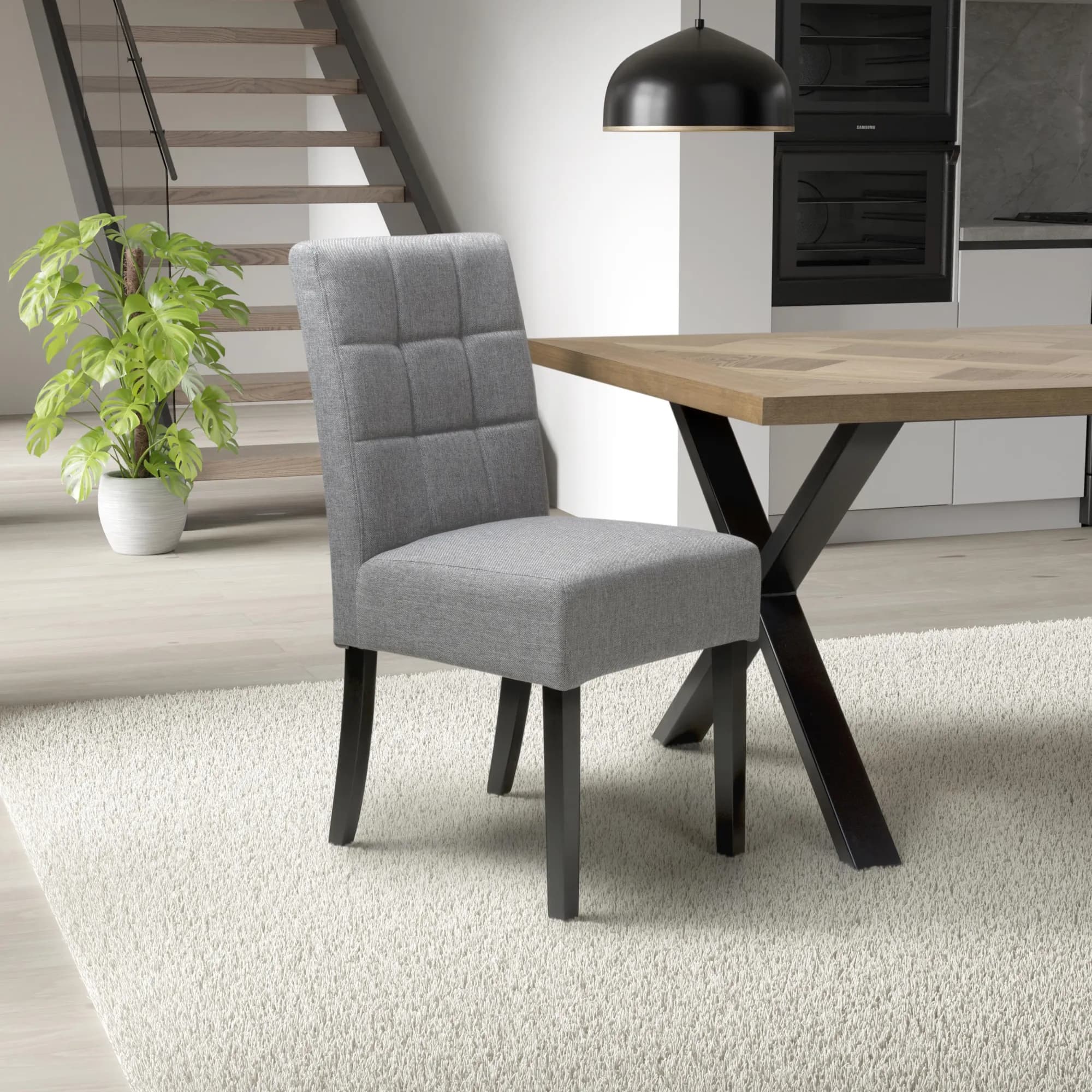 Moseley Linen Effect Silver Grey in Black Legs