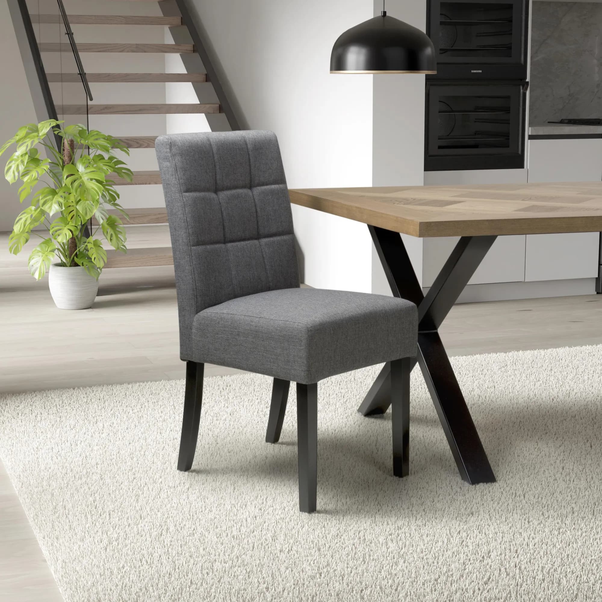 Moseley Linen Effect Steel Grey in Black Legs