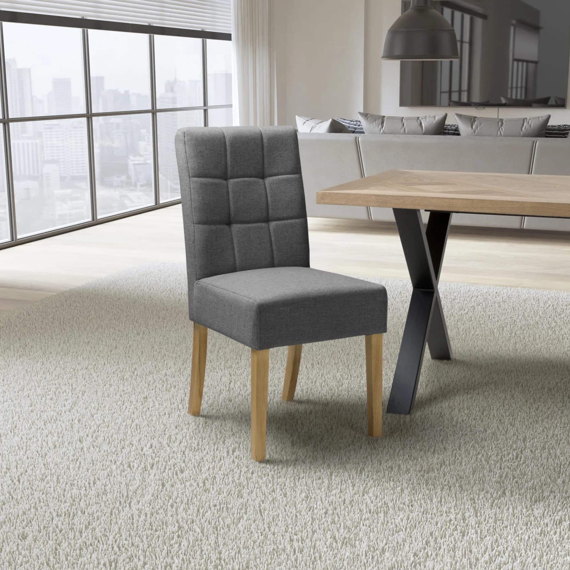 Moseley Linen Effect Steel Grey in Natural Legs