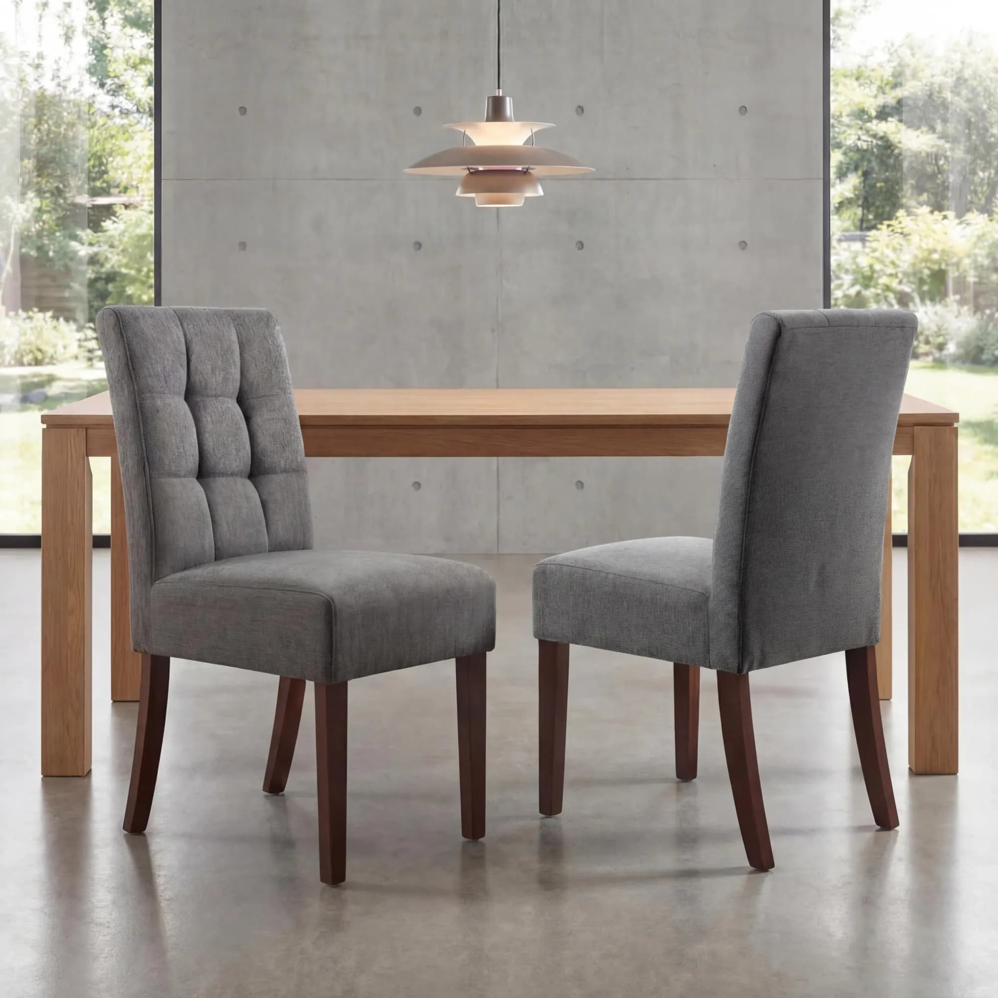 Moseley Linen Effect Steel Grey in Walnut Legs