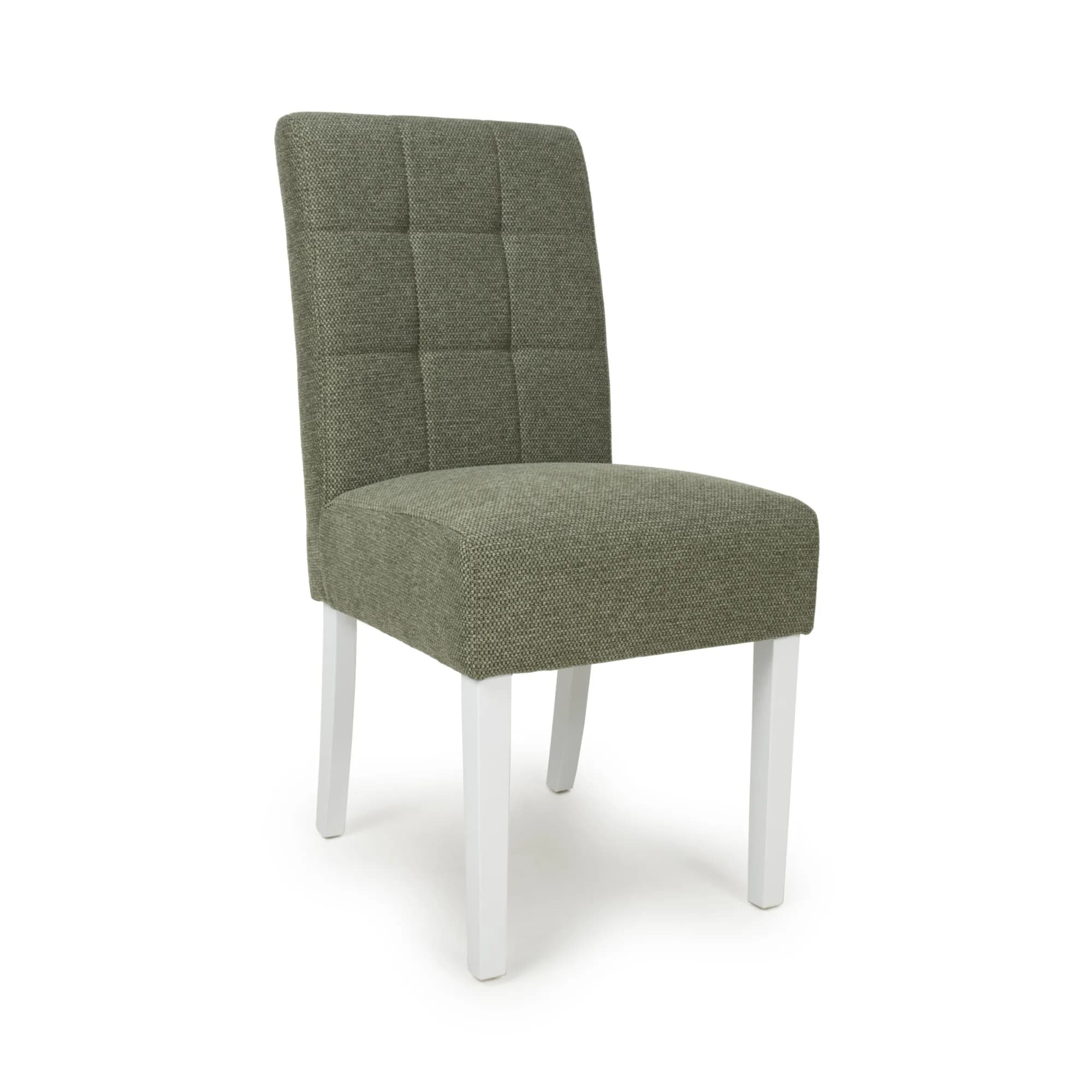 Moseley Weave Green Dining Chair in White Legs