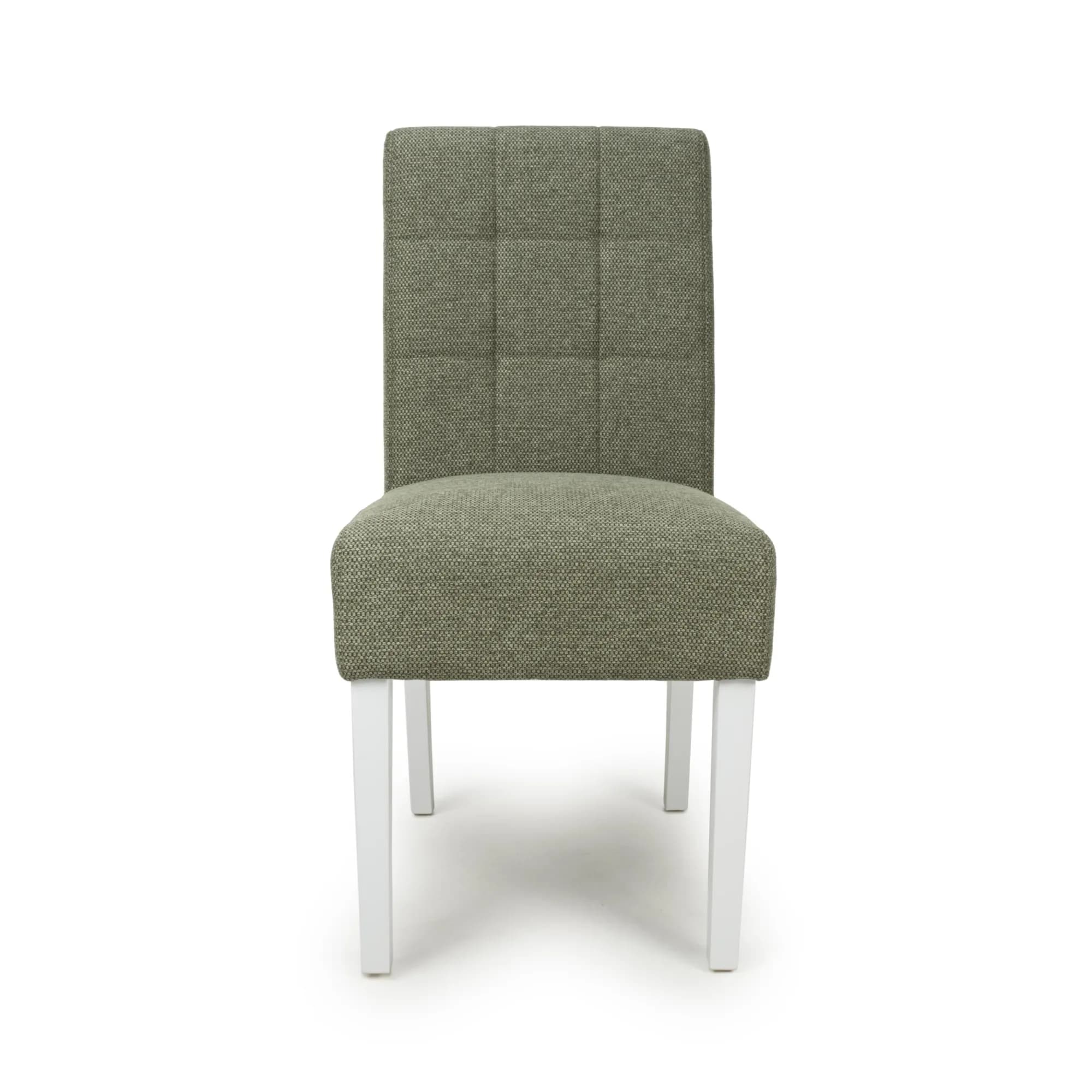 Moseley Weave Green Dining Chair in White Legs