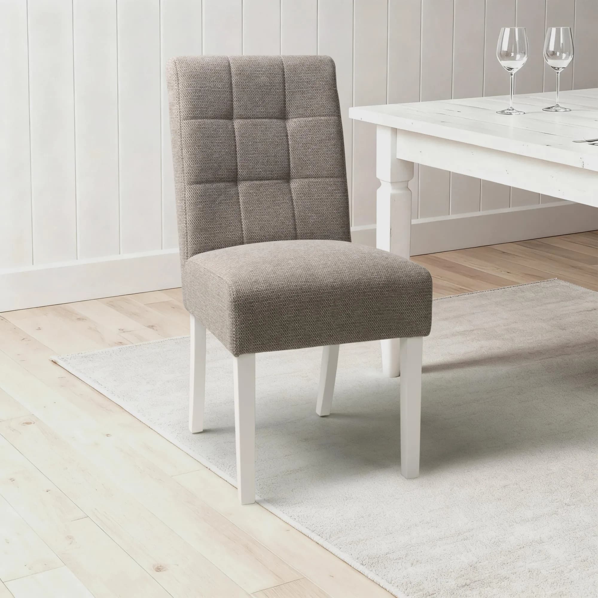 Moseley Weave Mocha Dining Chair in White Legs