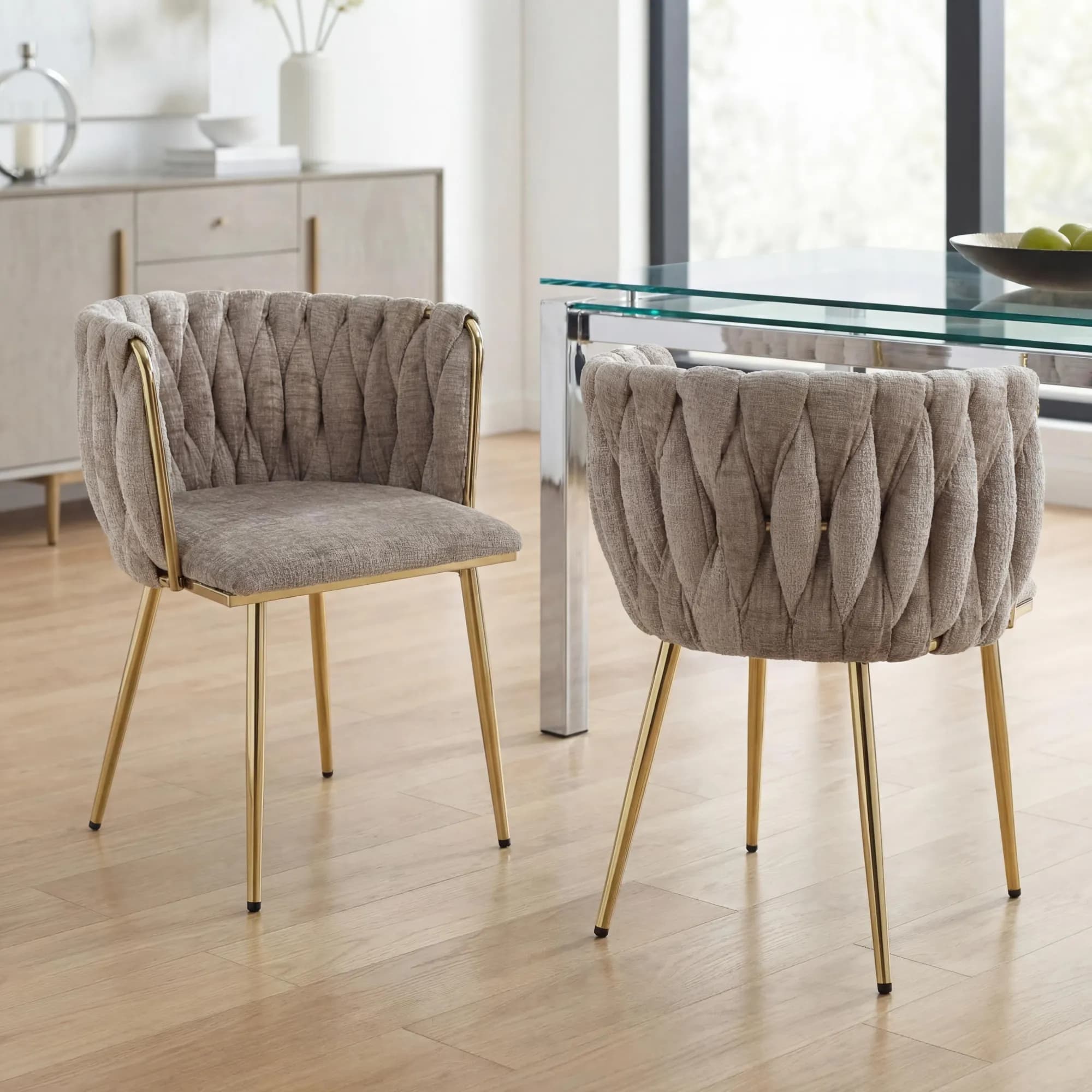 Ontario Chenille Effect Mink Dining Chair