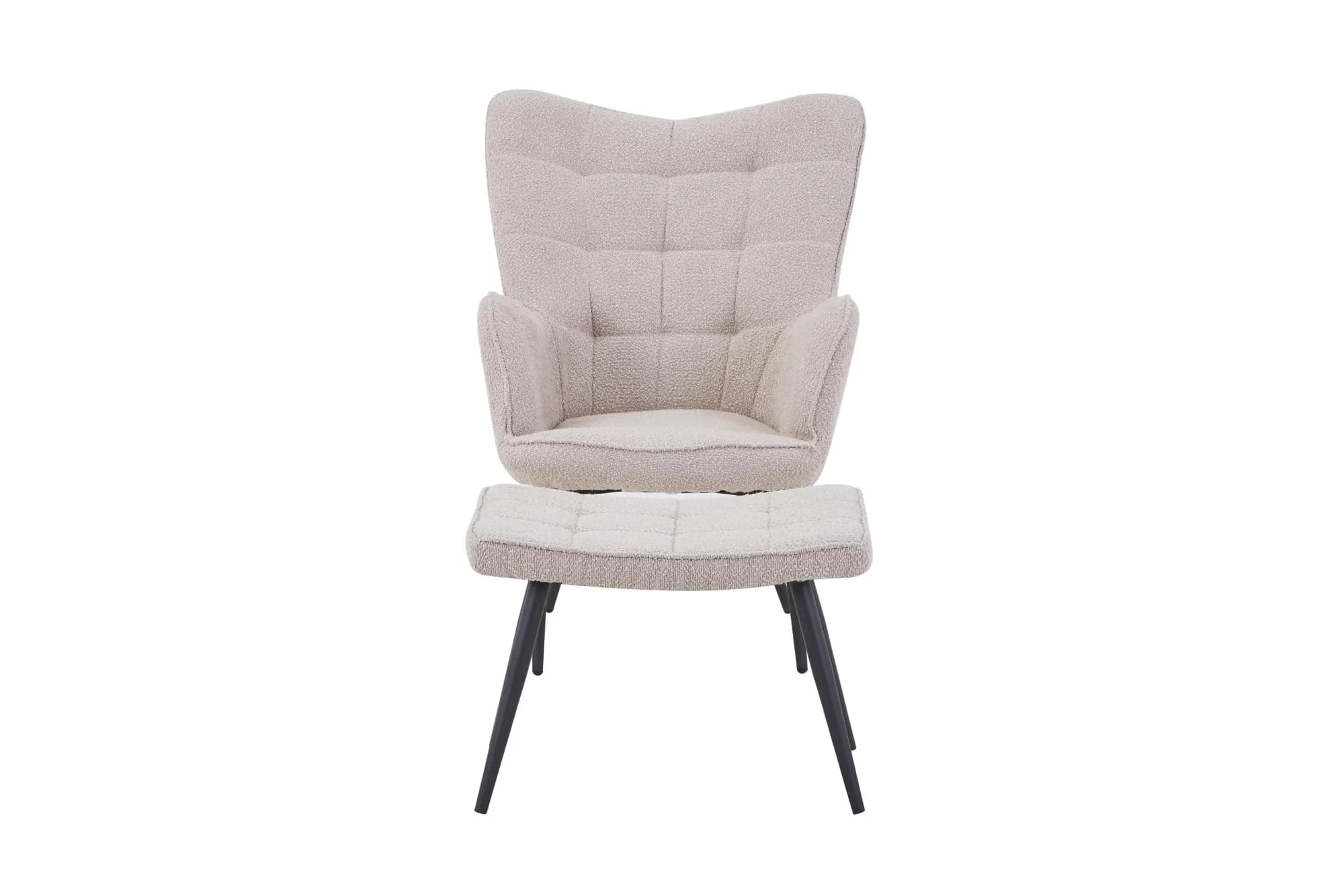 Paris Boucle Light Brown Armchair & Footstool