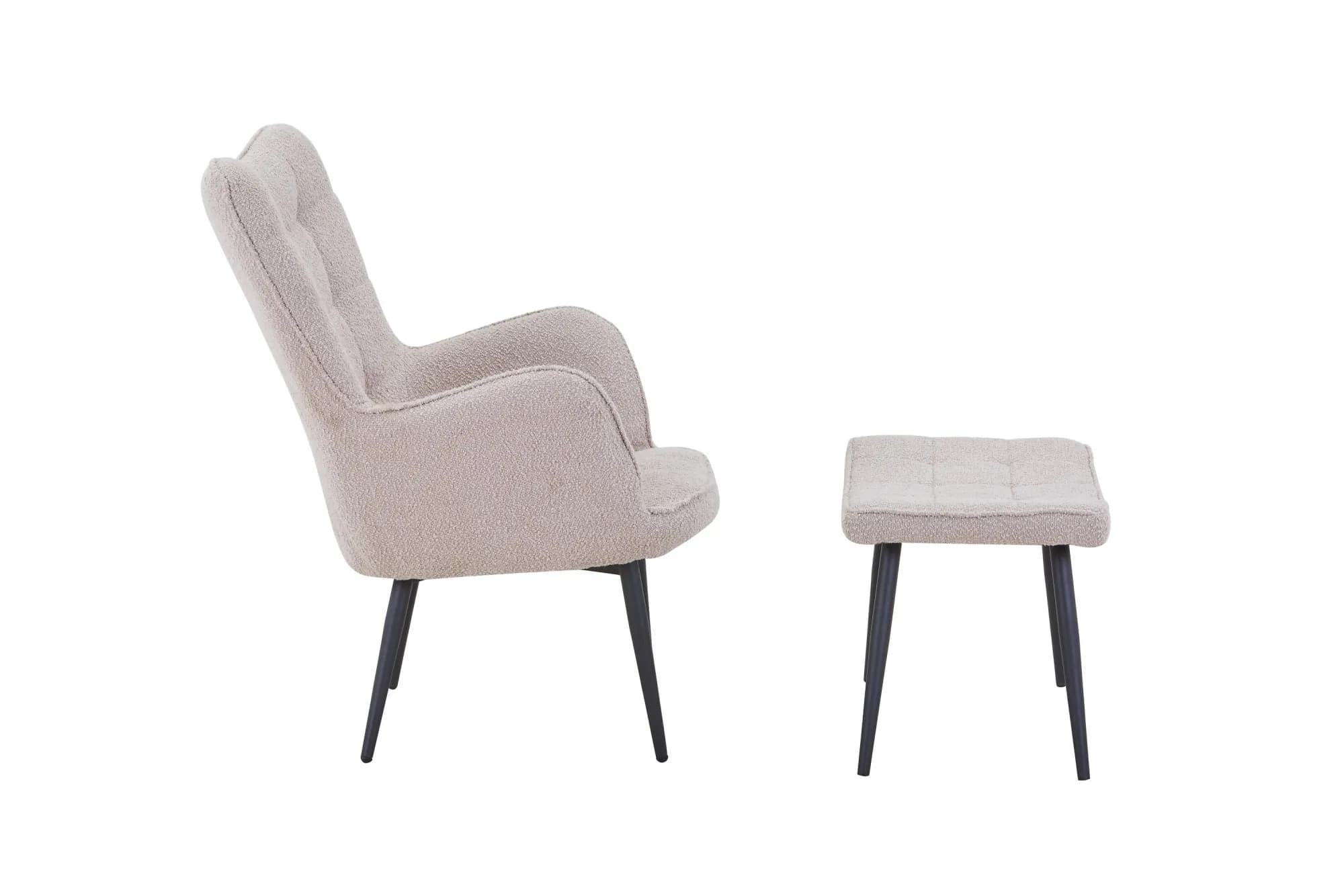 Paris Boucle Light Brown Armchair & Footstool