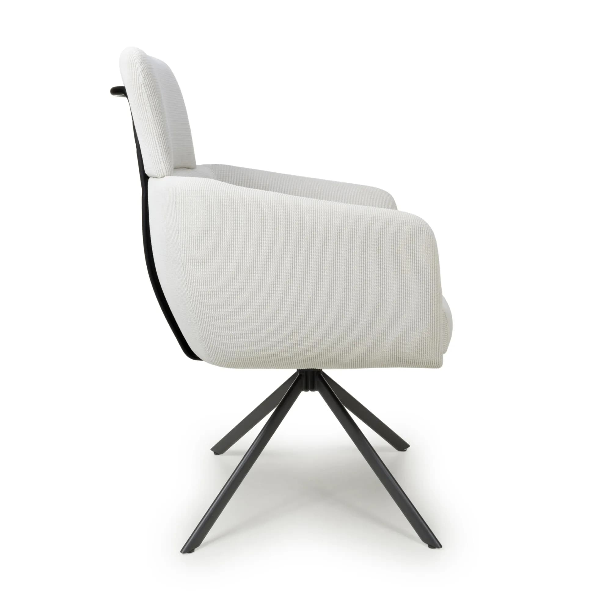 Polaris Corduroy White Swivel Chair