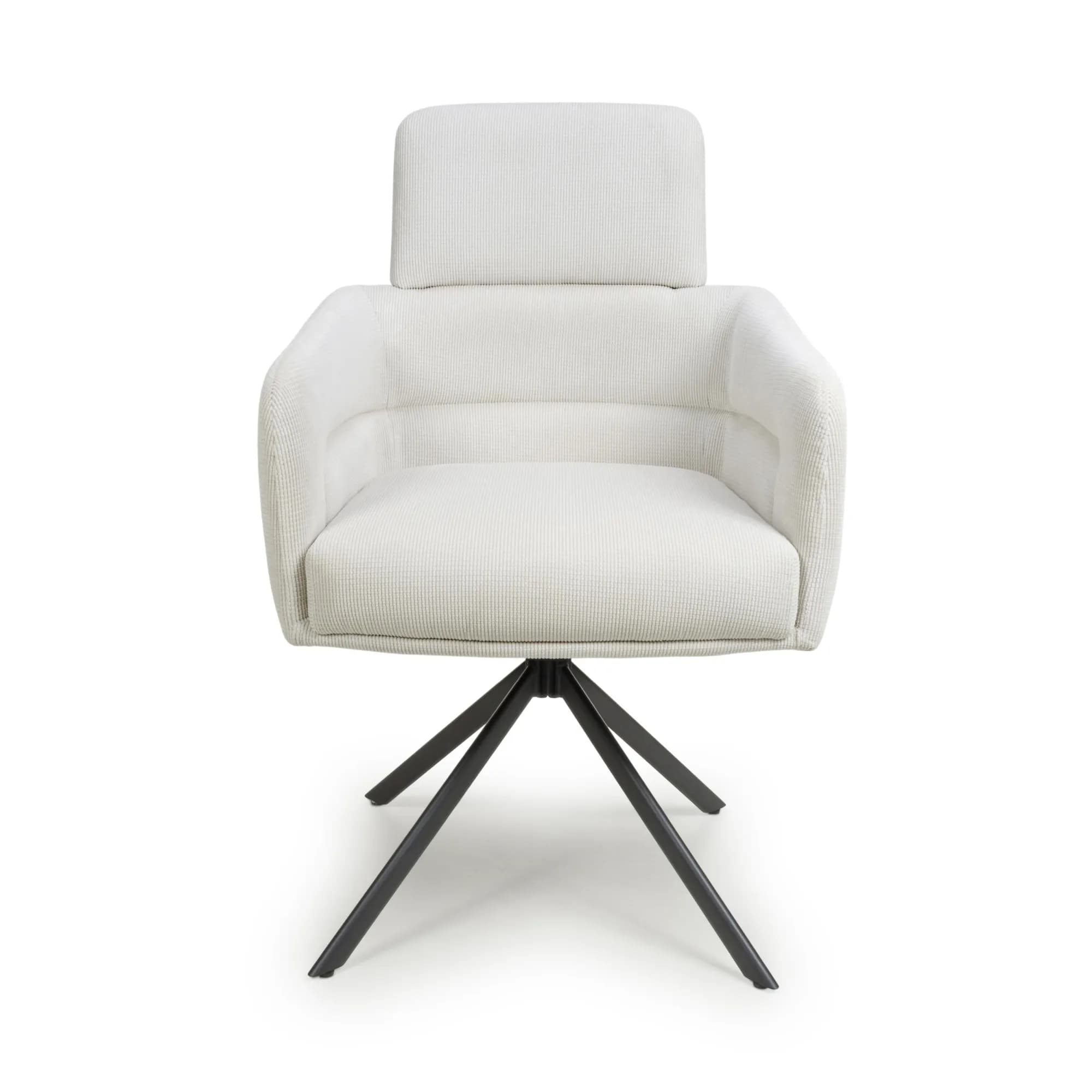 Polaris Corduroy White Swivel Chair