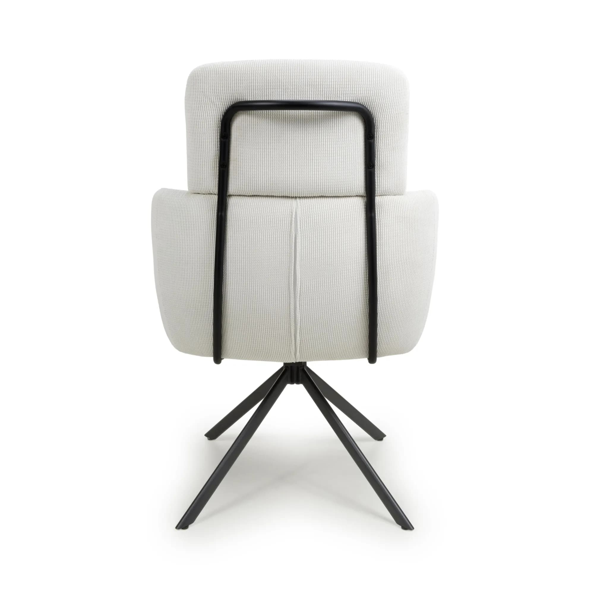 Polaris Corduroy White Swivel Chair