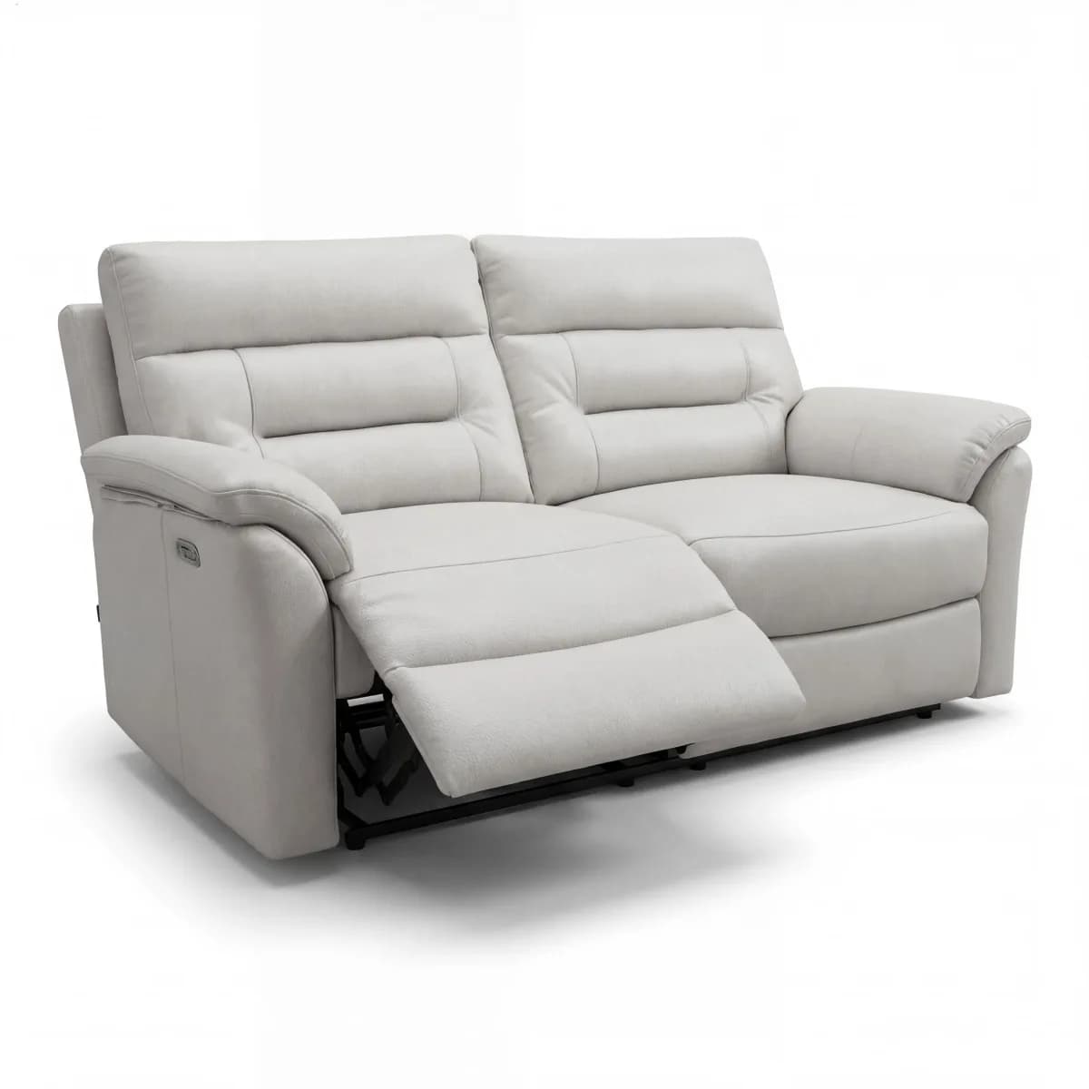 Salerno Leather Effect Light Grey 2 Seater Electric Recliner