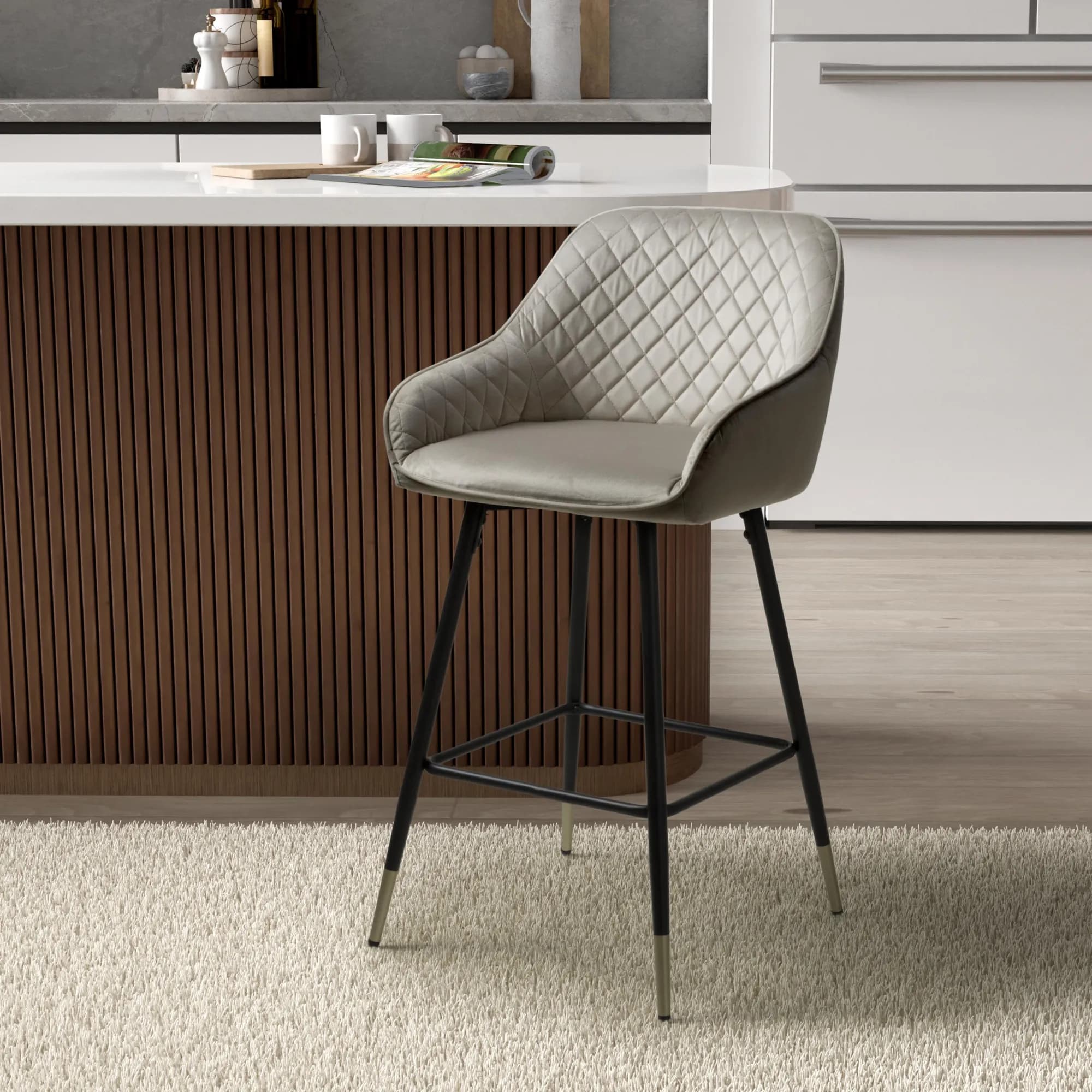 Savanna Brushed Velvet Mink Bar Stool