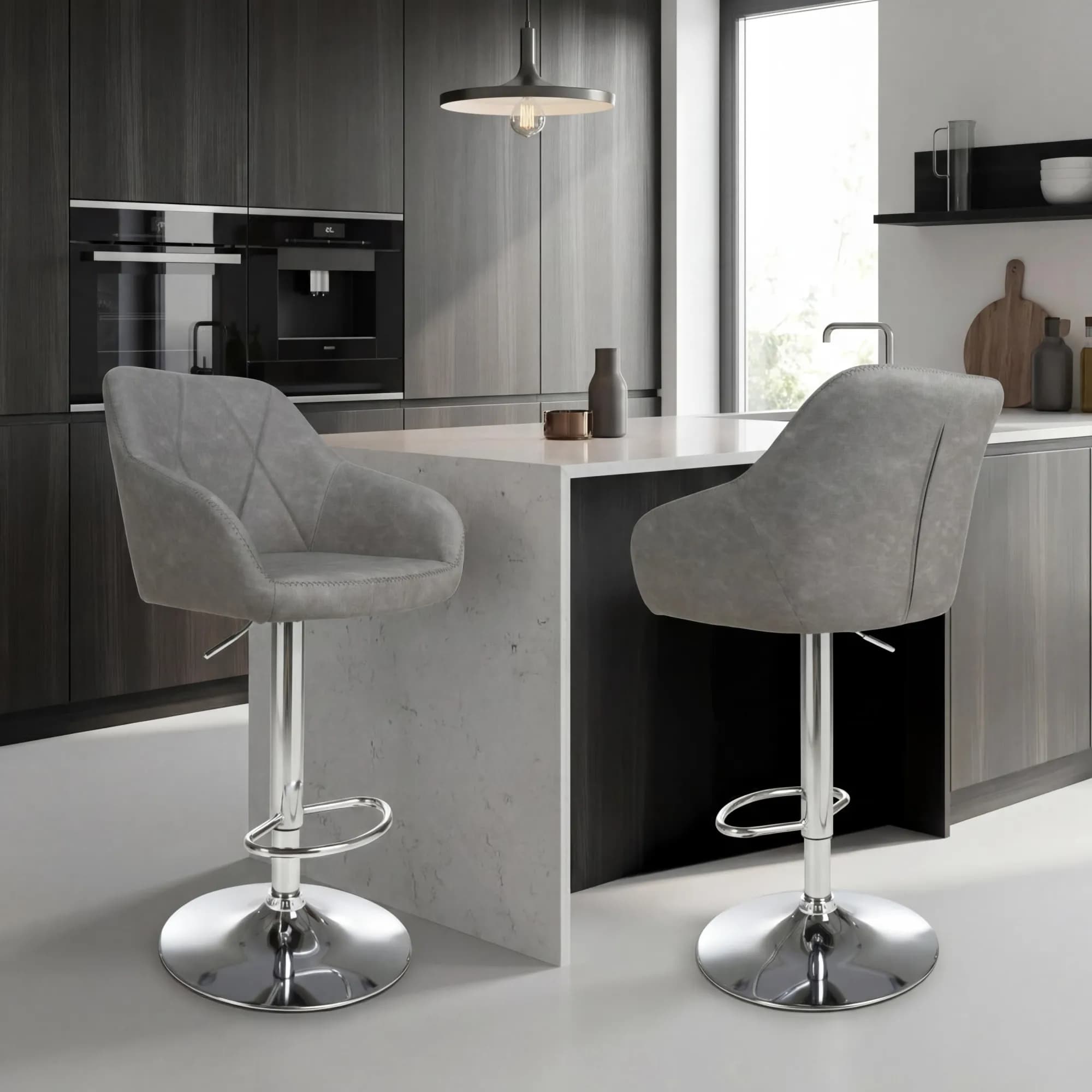 Serena Leather Effect Charcoal Bar Stool