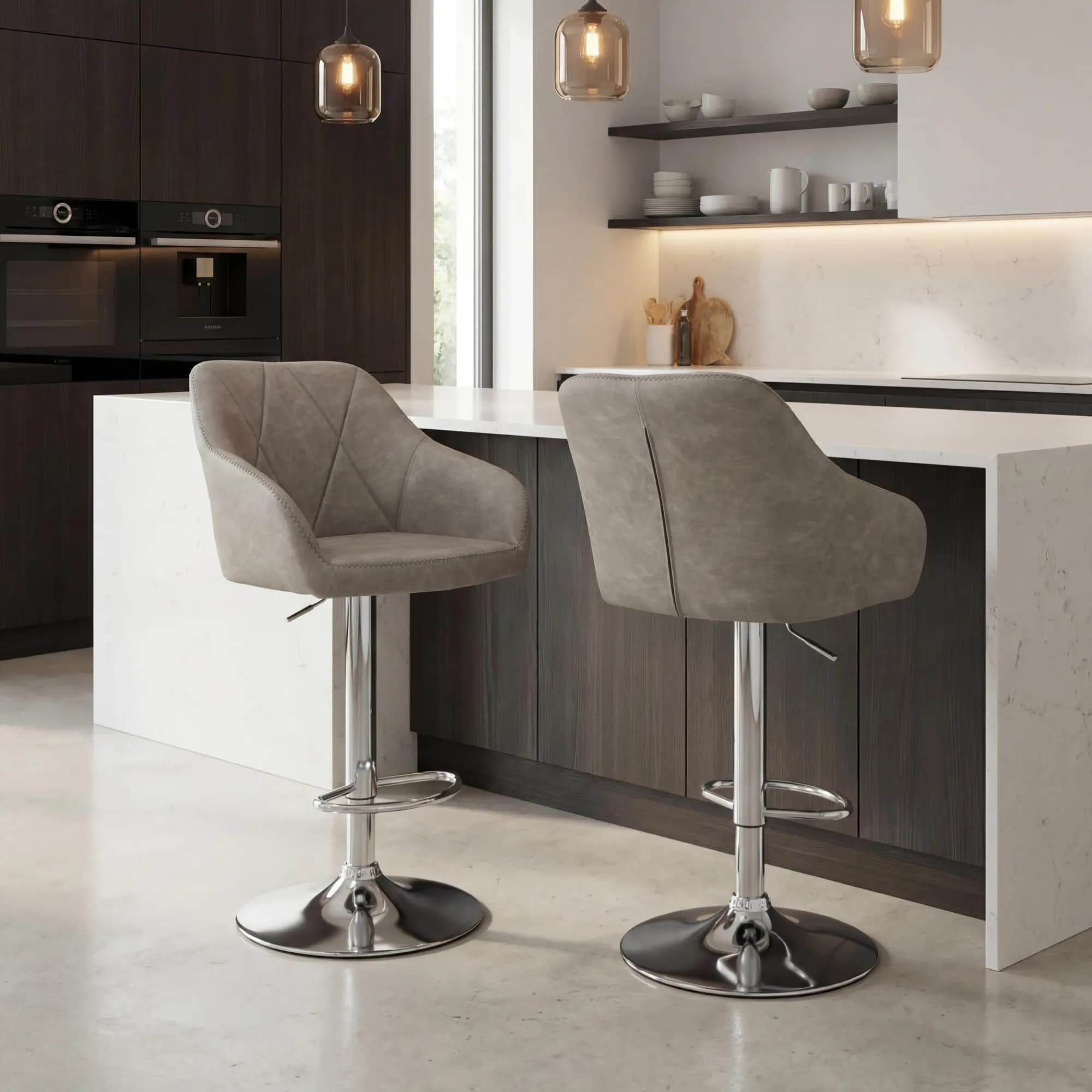 Serena Leather Effect Mink Bar Stool