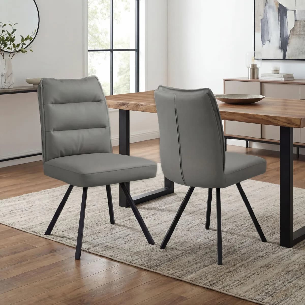 Stylus Leather Effect Dark Grey Dining Chair