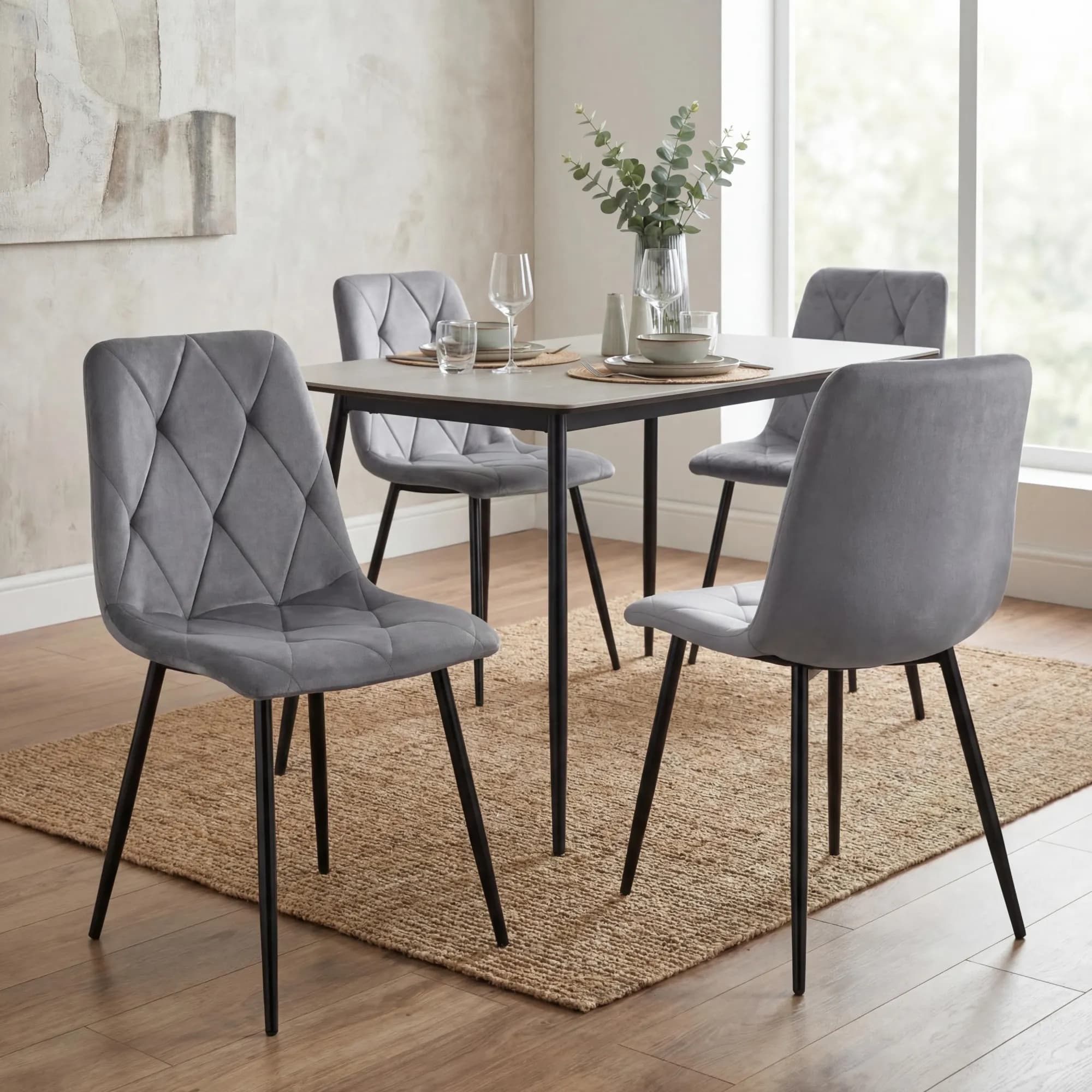 Vernon Brushed Velvet Grey Dining Chair