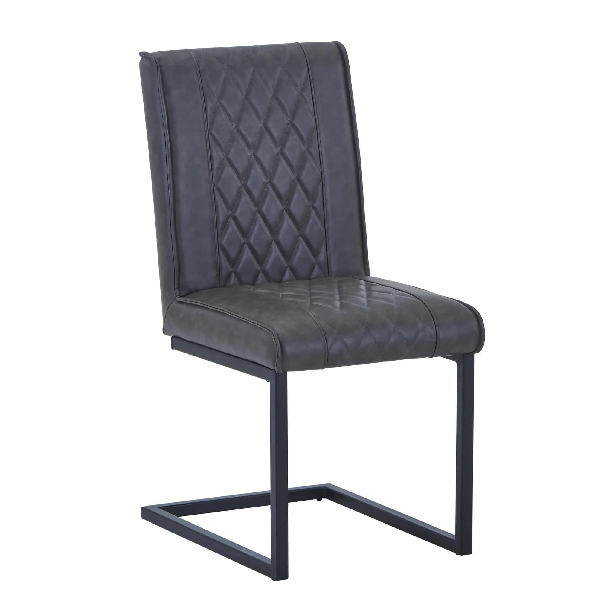 Warwick Leather Effect Grey Dining Chair